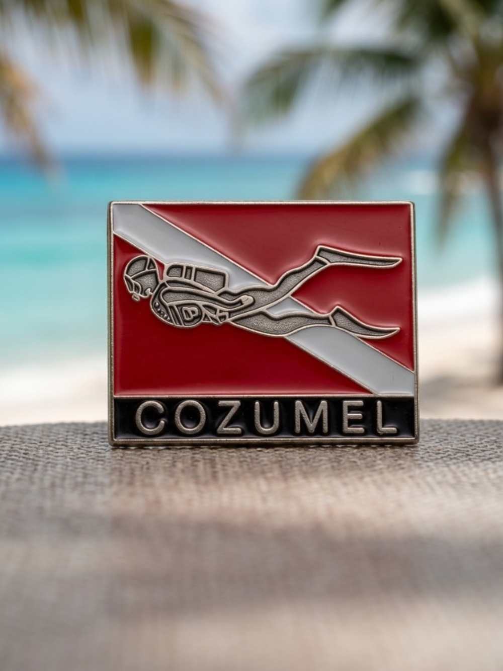 Cozumel Scuba Diving Enamel Pin Dive Flag Diver Mexico Souvenir Lapel Badge